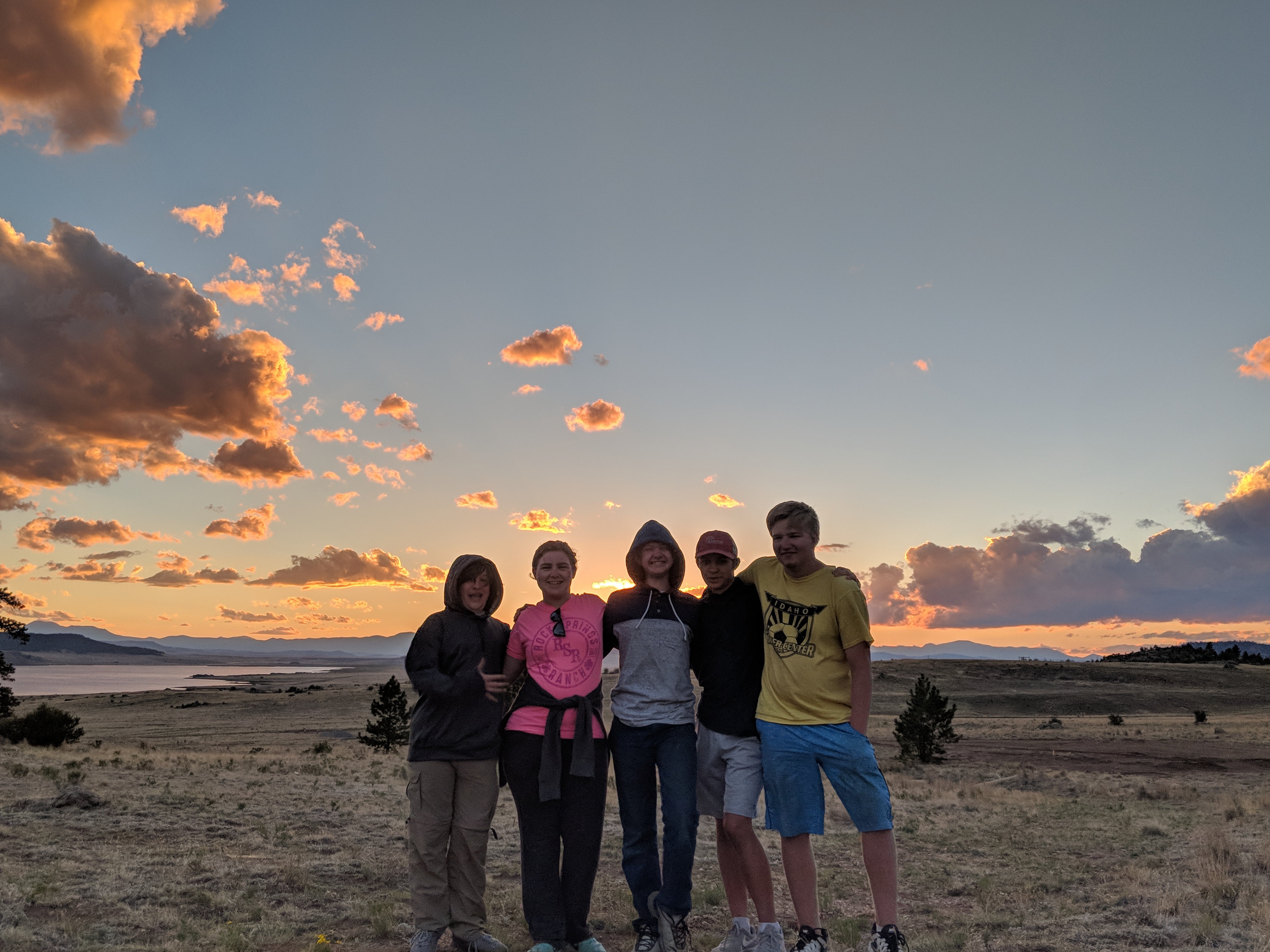 middle school campers sunset